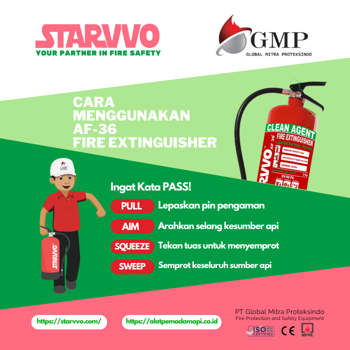 Cara Penggunaan Alat Pemadam Api 3 Kg AF-36 Clean Agent STARVVO