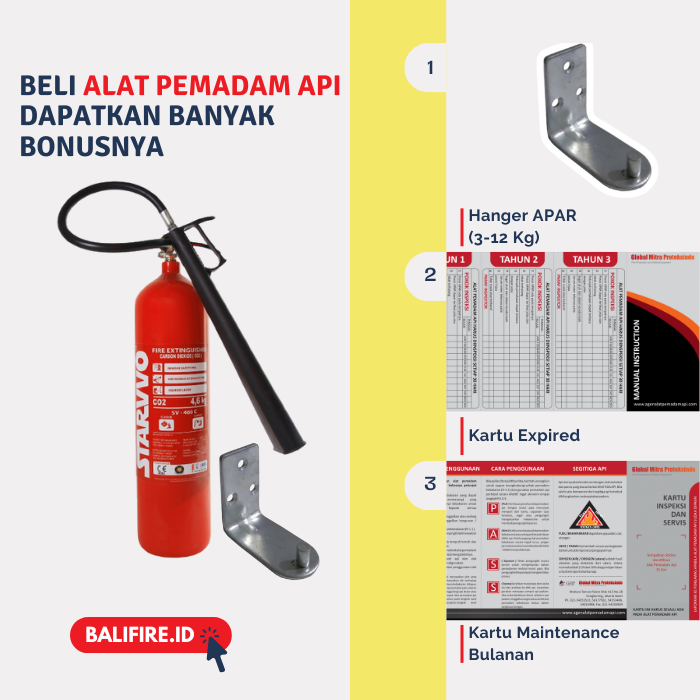 Beli Alat Pemadam Api STARVVO CO2 dan Dapatkan Gratis Hanger, Kartu Expired, serta Kartu Maintenance Bulanan